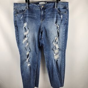 Torrid Womens Boyfriend Distressed High-rise Blue Jean Medium Wash Plus Size 22